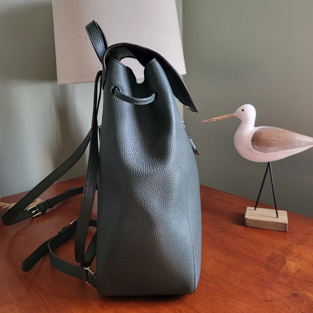 Kate Spade K4628 Leila Pebbled Leather Backpack Deep Evergreen Large Bag